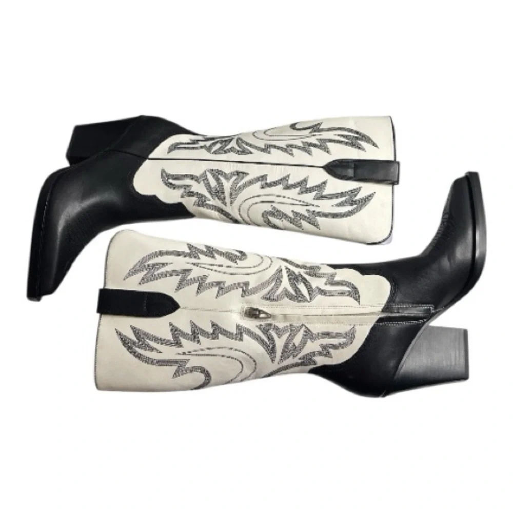 Dolce Vita Blanch Black and White Western Boots NIB - Picture 4 of 6
